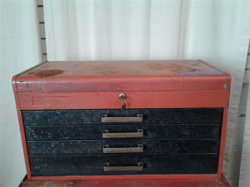 Rolling Tool Chest W/Top Box, Includes Tools and Keys