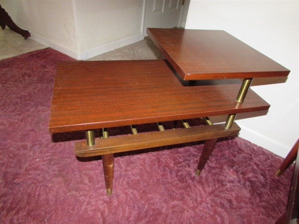 PAIR OF MID-CENTURY 3-TIER SIDE TABLES