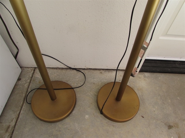 BRUSHED GOLD FLOOR LAMPS WITH READING LIGHTS