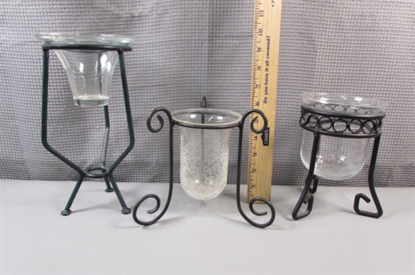 Large Collection of Metal Pedestal Candle Holders