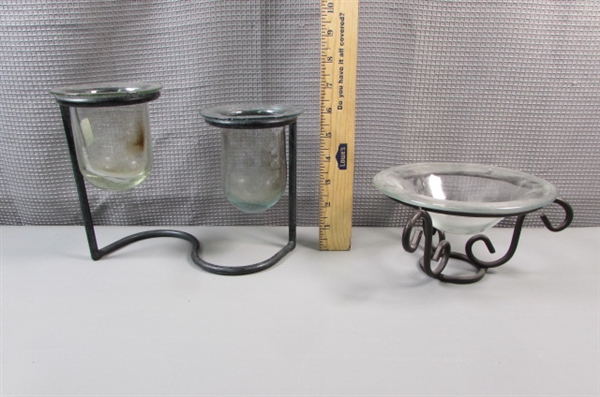 Large Collection of Metal Pedestal Candle Holders