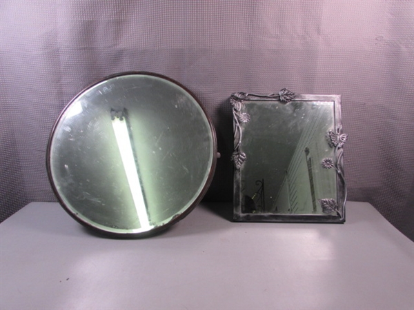 Metal Framed Mirror & Antique Mirrored Stand
