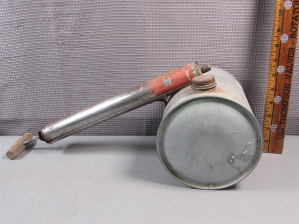 Vintage Metal Sprayer with Hand Pump & Gas Can