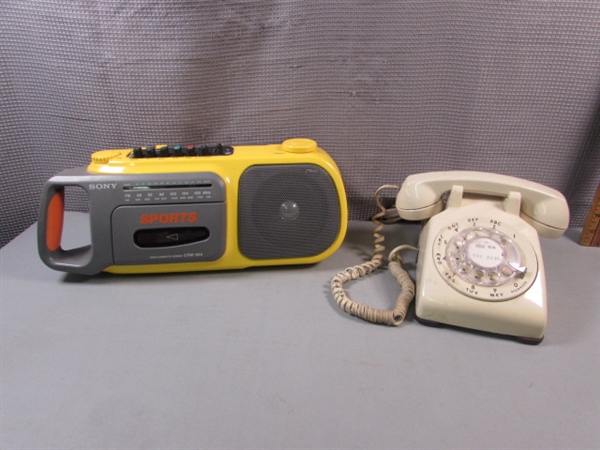 Sony Tape Player Radio & Bell System Rotary Telephone