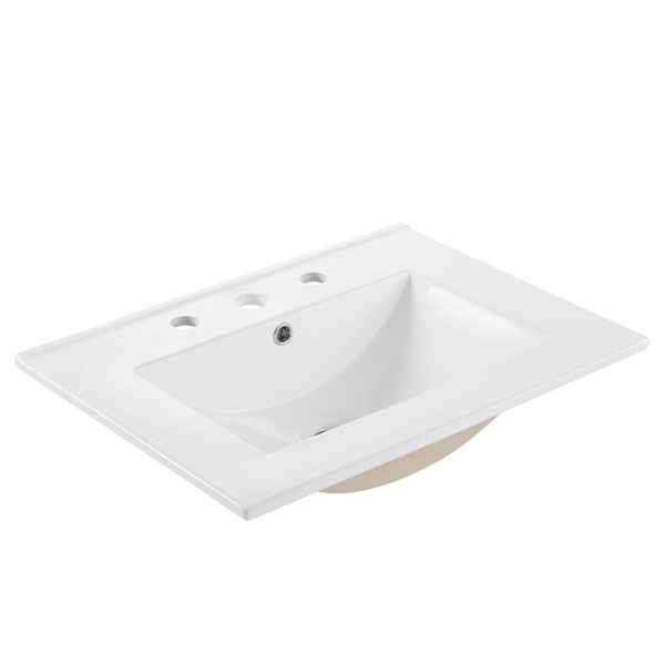 White Ceramic Rectangular Drop-in Bathroom Sink