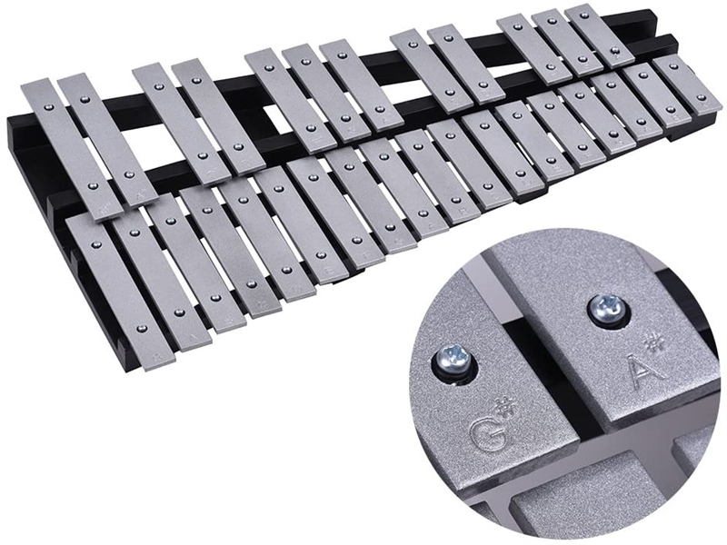 30 Note Glockenspiel Xylophone Wooden Frame Percussion Musical Instrument