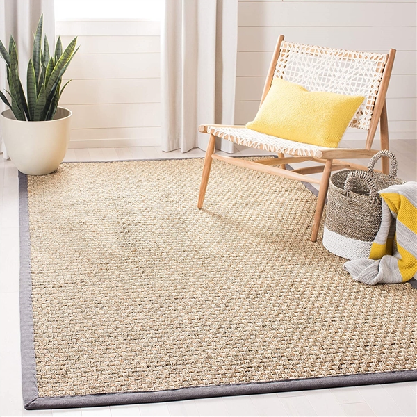 Safavieh Natural Fiber Collection NF114X Border Basketweave Seagrass Area Rug, 8' x 10'