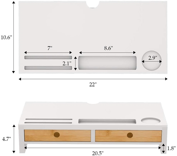 Monitor Riser Stand Desk Shelf - with Drawer