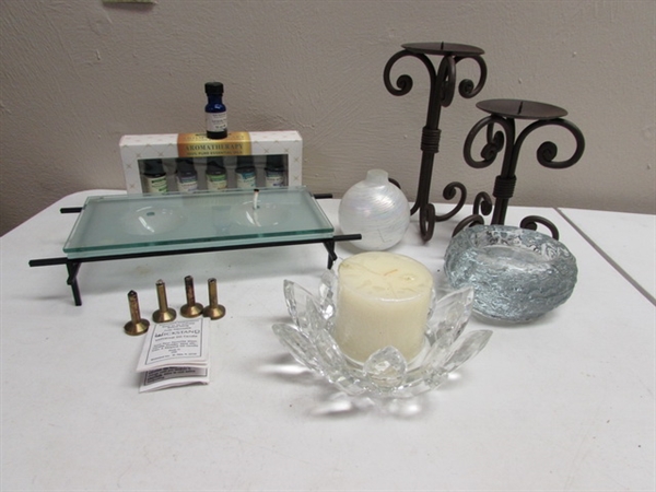 ESSENTIAL OILS AND CANDLES/HOLDERS