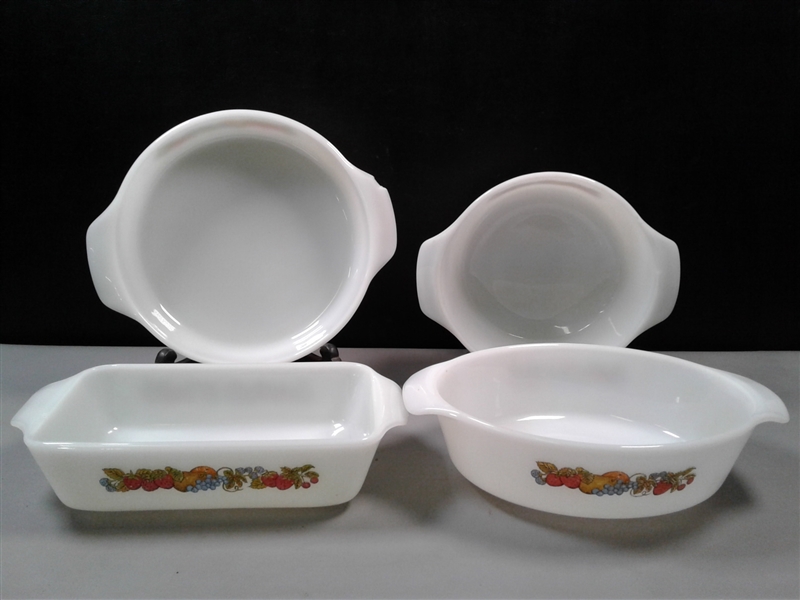 Vintage Discontinued Fire King Nature's Bounty 4 Piece Bakeware