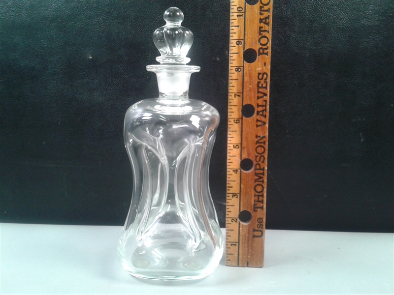 Vintage Denmark Handblown Glass Kluk Kluk Decanter w/Crown Stopper