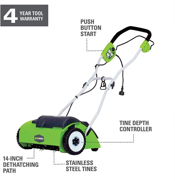 Greenworks 10 Amp 14-Inch Corded Dethatcher,