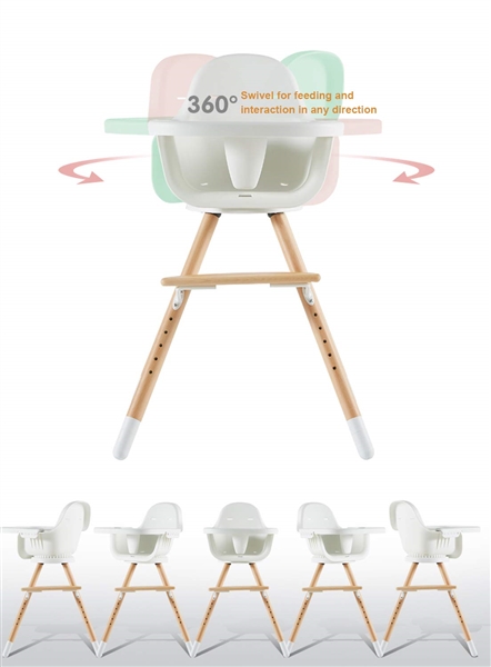 Rotatable Wooden High Chair 