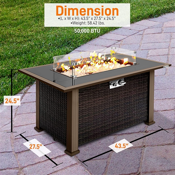 Outdoor Propane Fire Pit Table 
