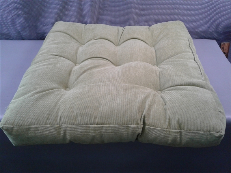 Floor Pillow, Square Tufted Seat Cushion-Light Green