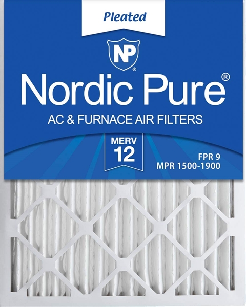 Nordic Pure 16x20x2 MERV 12 Pleated AC Furnace Air Filters 3 Pack