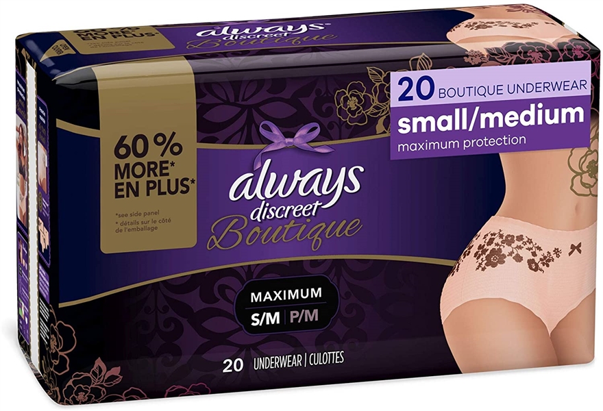 Always Discreet Boutique, Small/Medium, 20 Count