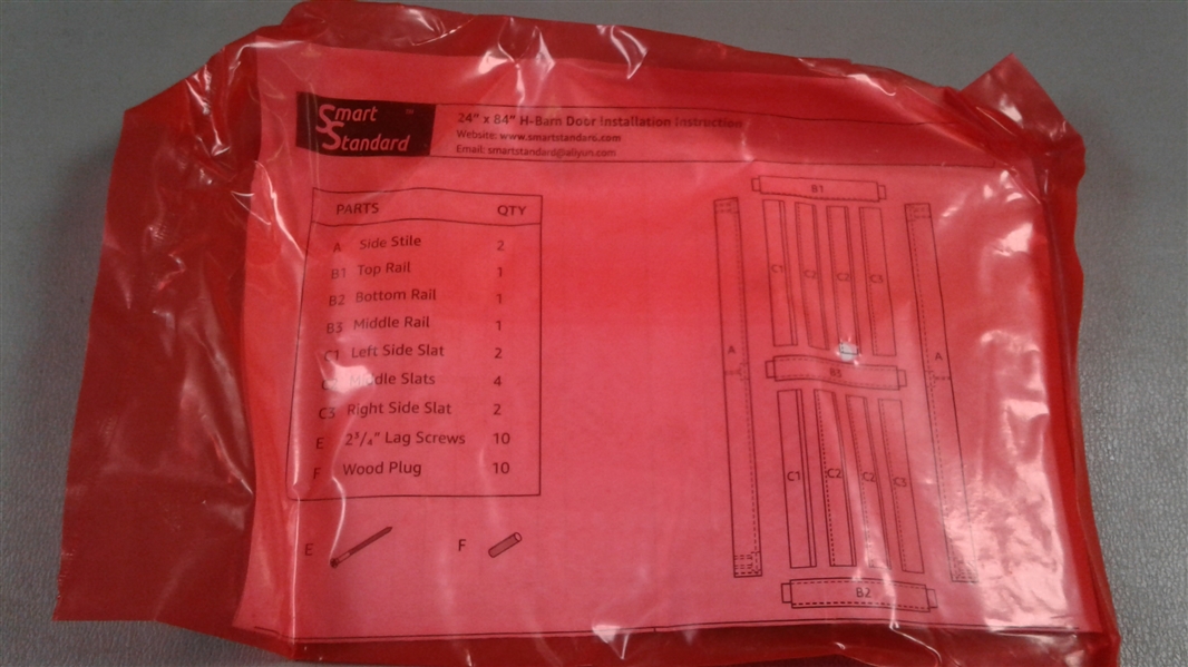 SmartStandard 24in x 84in Sliding Barn Wood Door Pre-Drilled Ready to Assemble