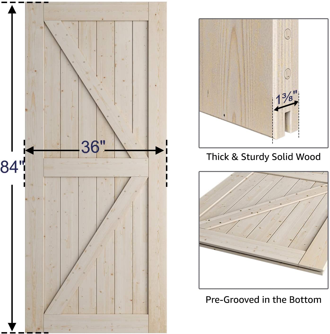 Lot Detail - SmartStandard 36in X 84in Sliding Barn Wood Door Pre ...