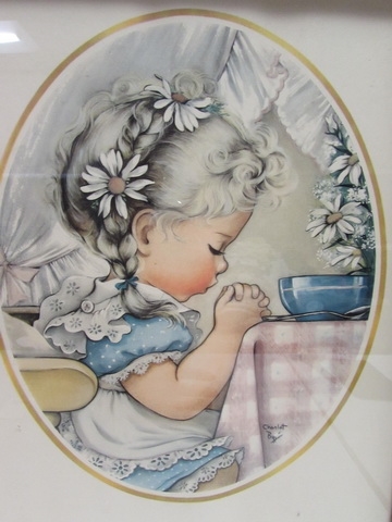 2 'CHARLOT BYI' FRAMED LITTLE GIRL PRINTS - VINTAGE