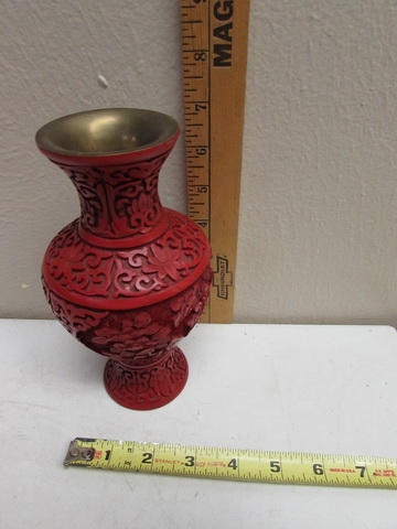 CINNABAR VASE & ASIAN DECOR