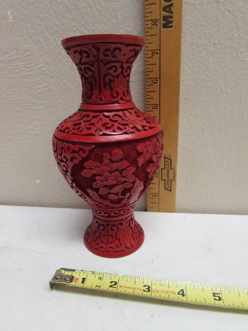 CINNABAR VASE & ASIAN DECOR