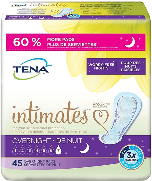  TENA Incontinence Pads for Women, Overnight, 45 Count