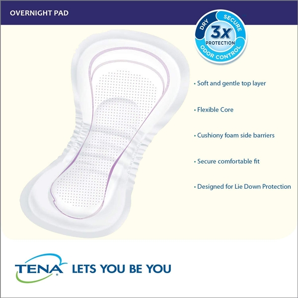  TENA Incontinence Pads for Women, Overnight, 45 Count