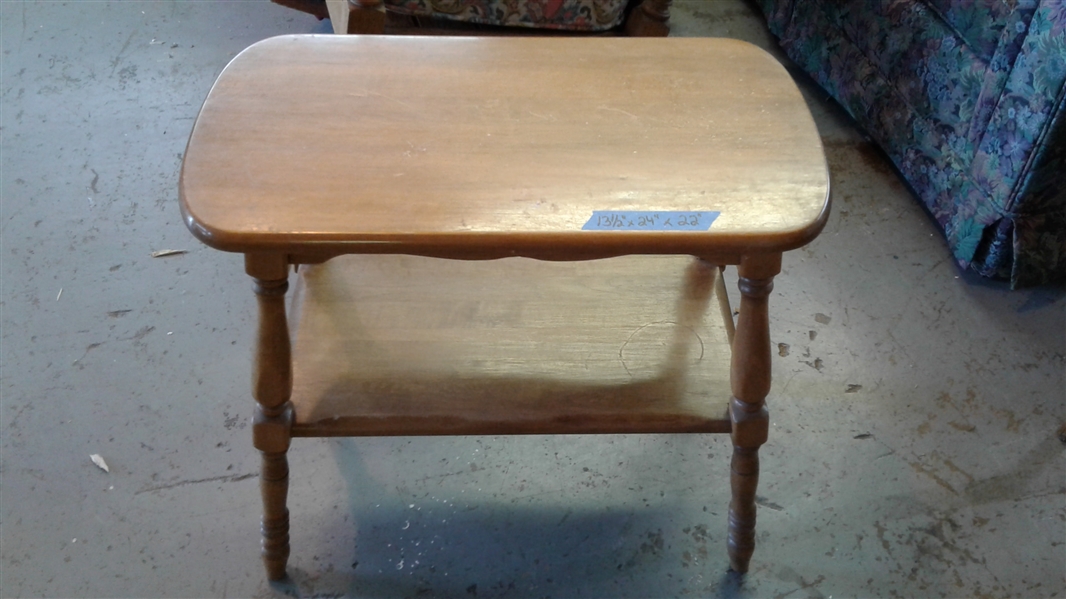 Vintage Wood 2 Shelf Side Table