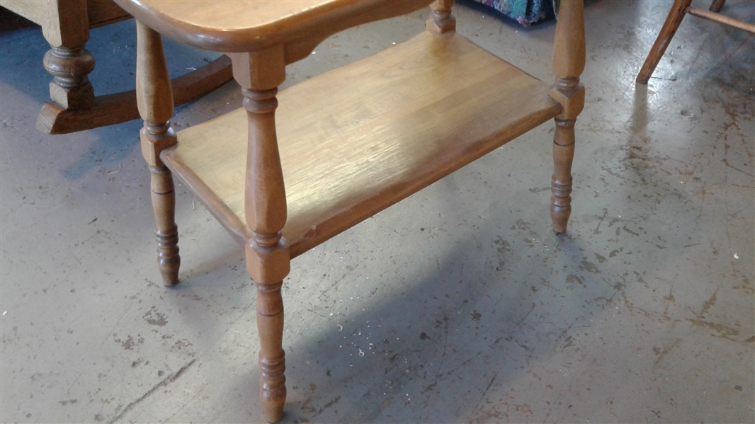 Vintage Wood 2 Shelf Side Table