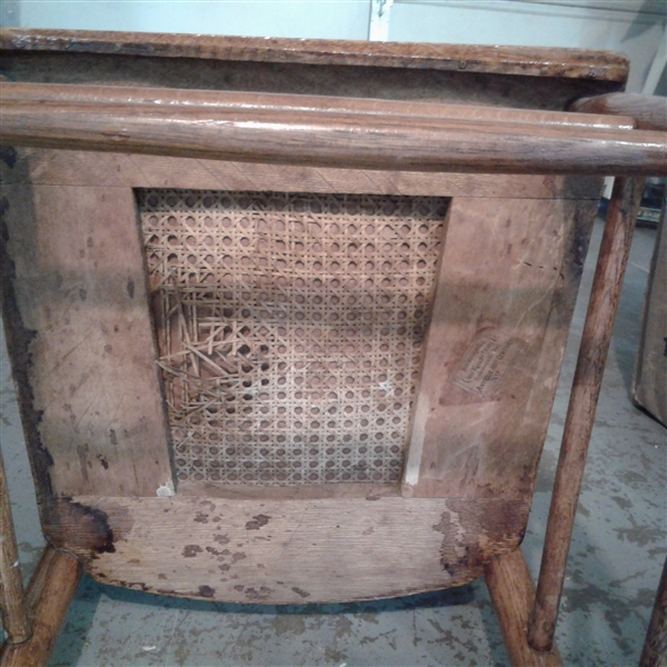 Antique Oak Chair w/Tooled Leather Seat