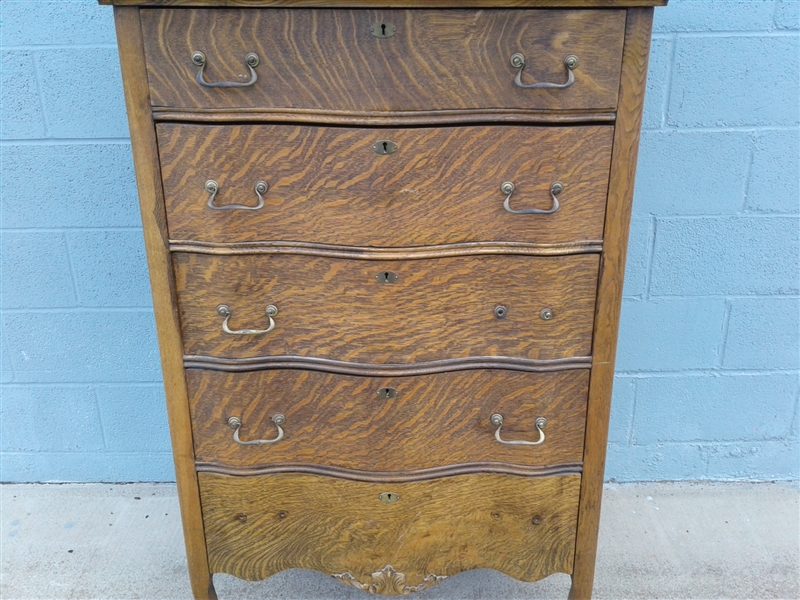 Antique Oak Highboy w/Mirror