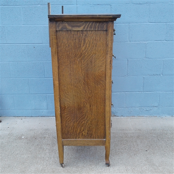 Antique Oak Highboy w/Mirror