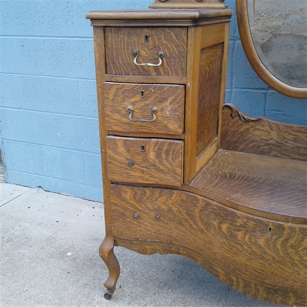 Antique Oak Vanity w/Mirror