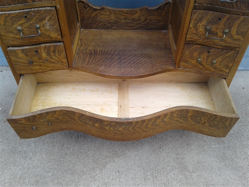 Antique Oak Vanity w/Mirror