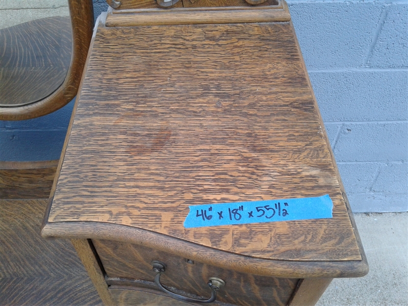 Antique Oak Vanity w/Mirror