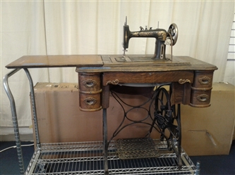 Antique Climax Foot Operated Sewing Machine in Table