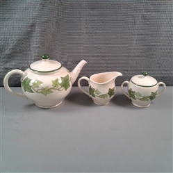 Vintage Franciscan Ivy(American) Teapot, Sugar w/Lid, & Creamer