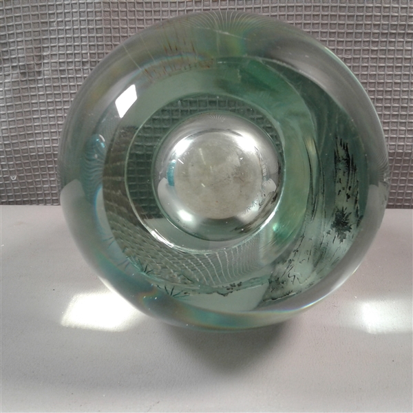 Vintage Taiwan Etched Glass Bud Vase & Blown Glass Vase