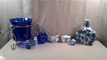 Collection of Blue & White Ceramic & Glassware