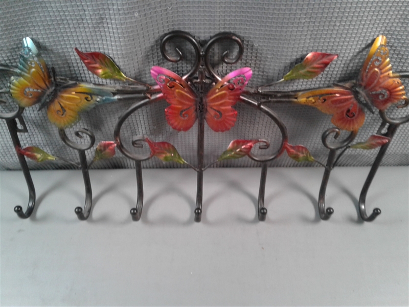 Butterfly Coat Rack and Bird Picture 