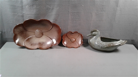 Vintage Frankoma Pottery- Dogwood Flowers and Duck