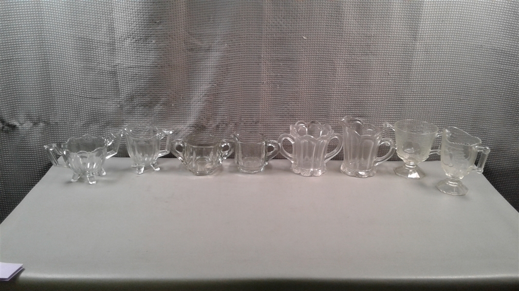 Vintage Collection of Pressed Glass Creamers and Sugar Dishes