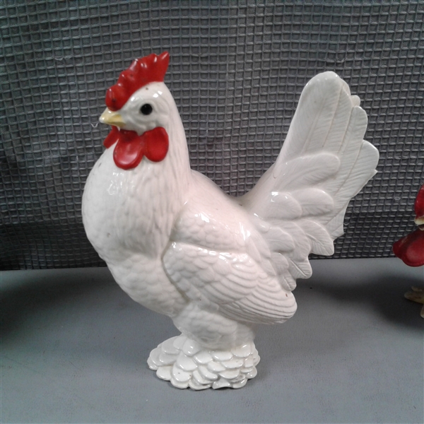 Ceramic Chicken Decor and Cast Bank