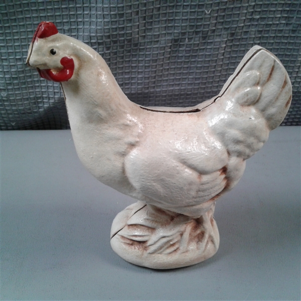 Ceramic Chicken Decor and Cast Bank