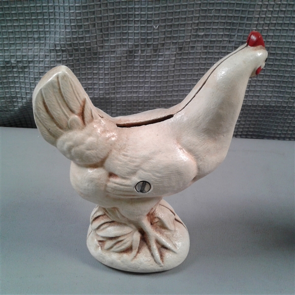 Ceramic Chicken Decor and Cast Bank