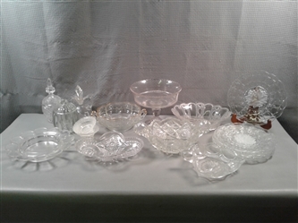 Beautiful Collection of Pressed and Cut Glass Serving Dishes and Plates