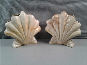 Pair of Vintage Frankoma Pottery Shell Vases #54