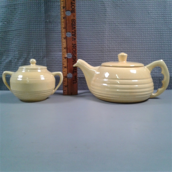 Vintage Bauer Pottery Tea Set & Bowl
