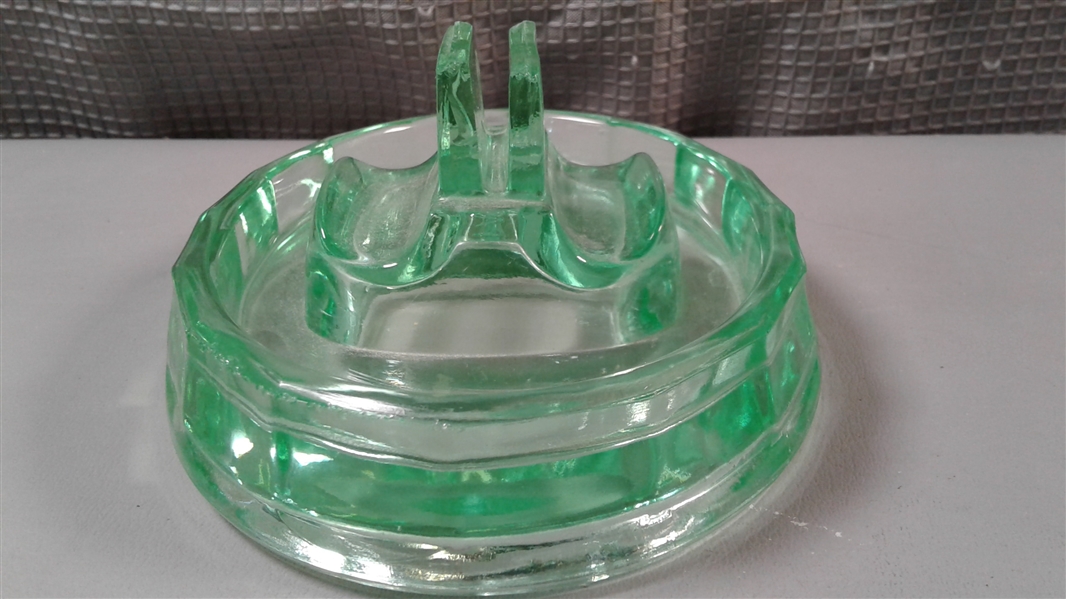 Vintage Green Depression Vaseline Glass